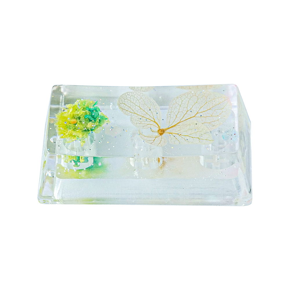 Artisan Keycaps - Handmade Resin Transparent Flower Backspace Keycap Single for Mechanical Keyboard