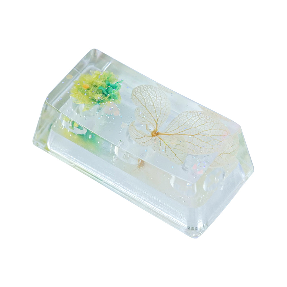 Artisan Keycaps - Handmade Resin Transparent Flower Backspace Keycap Single for Mechanical Keyboard