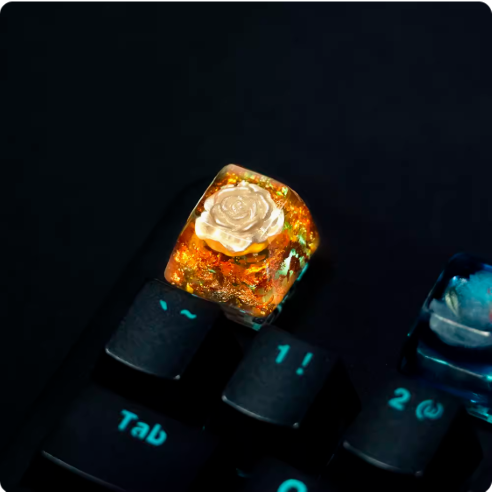 Artisan Keycaps - Handmade Resin Knight & His Holy Rose  Keycap Single for Mechanical Keyboard