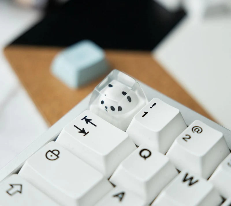 Artisan Keycaps - Handmade White Resin Cute Panda Keycap Single for Mechanical Keyboard